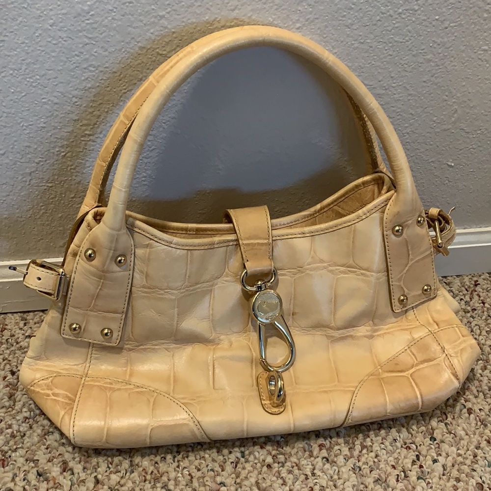 DB Belvedere Croc Emboss Leather Logo Lock Hobo